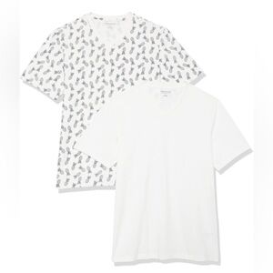Amazon Essentials Men’s V-Neck T-Shirts 2-Pack 3X | Pineapple Print & White
